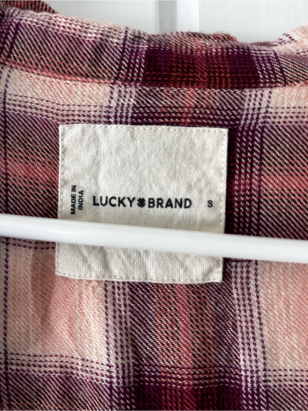 Lucky Brand | Plaid Button-Up Shirt in Burgundy and Pink - Picture 3 of 3
